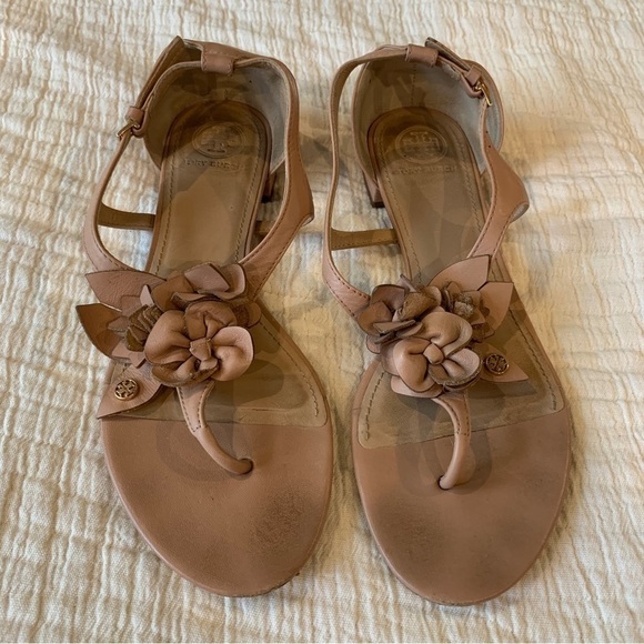 Tory Burch Rose Pink Leather Sandals Size 8.5M - Picture 1 of 9